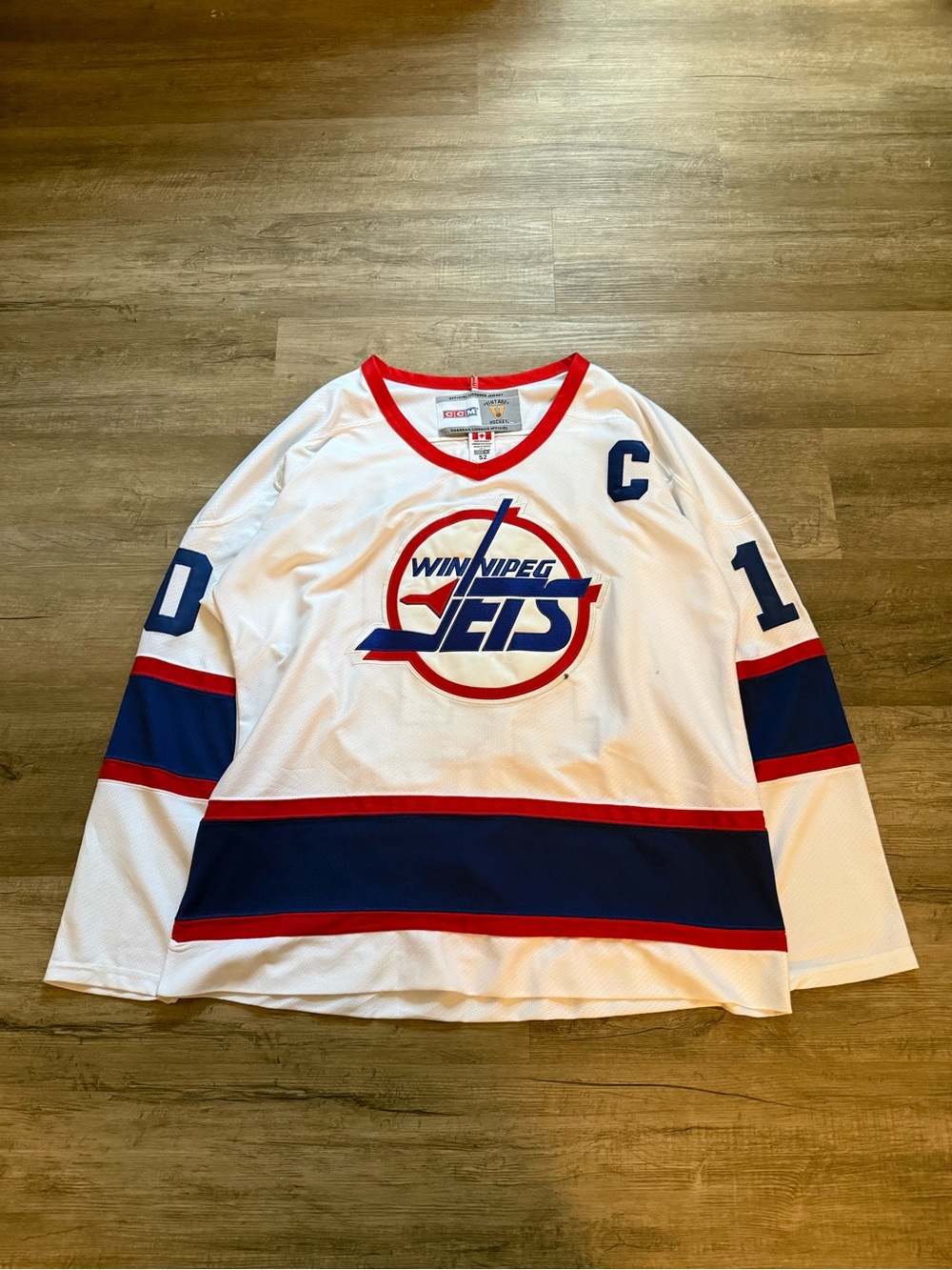Winnipeg Jets White Retro Hockey Jersey with Red & Navy Accents